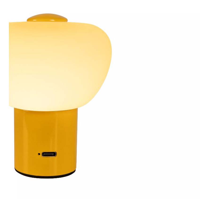 Lucide Essential Gustav - Lampe de table rechargeable - Batterie/Pile - H9,5cm - LED dimmable - 1x0,8W 2700K - Jaune