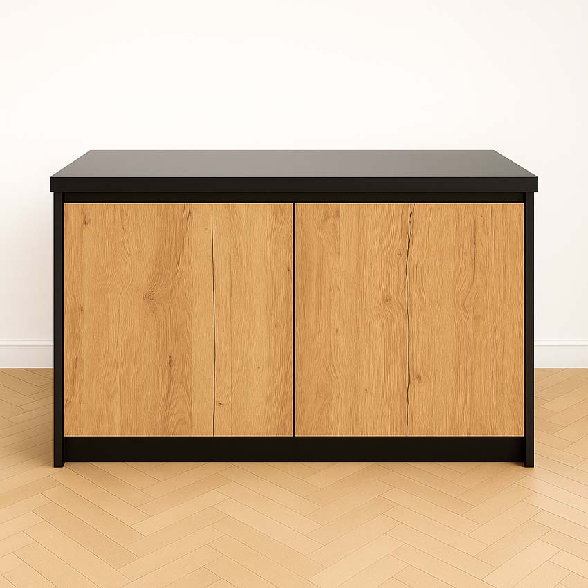 Cuisine île Plenti look de chêne/noir 124cm