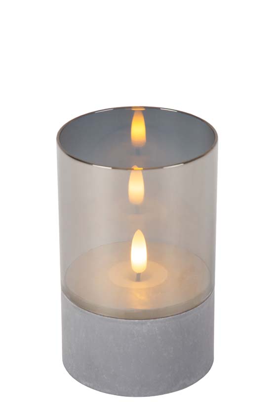 Lucide VELAS - Lampe de table - Piles - Ø 8 cm - LED - 3x0,2W 2700K - Fumé - Ensemble de 3
