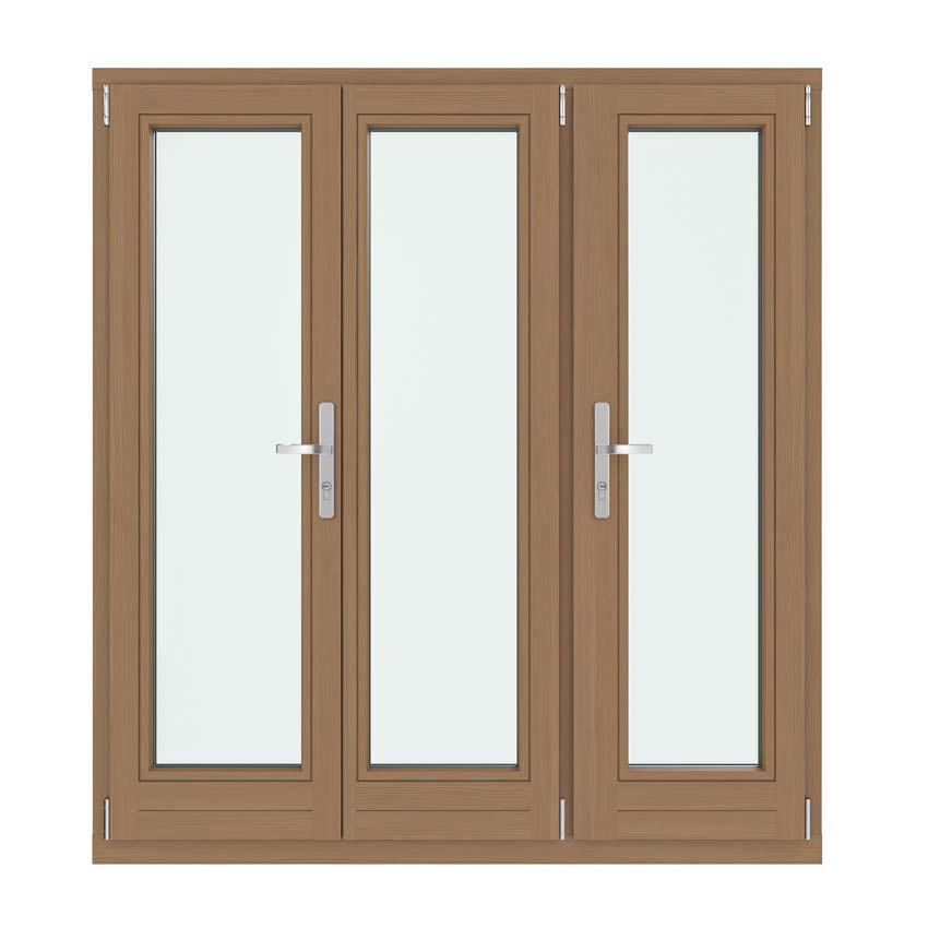 Fenêtre terasse Meranti Vardelux 3 vantaux 68mm naturel 1800x2150mm