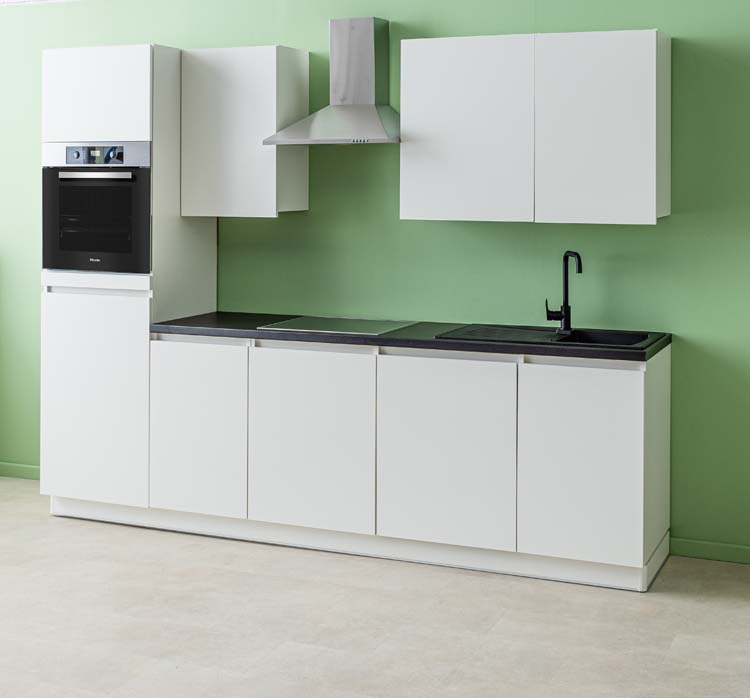 Keuken Plenti 280 cm - oven boven - met toestellen - wit