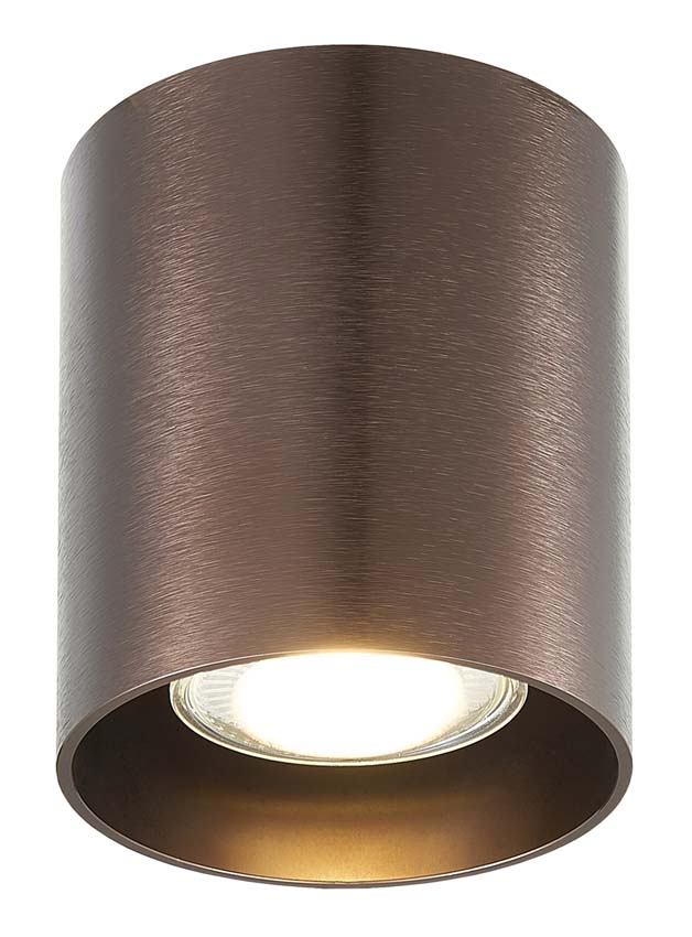 Plafonnier - bronze brossé - Ø8x9,5cm - dimmable - GU10 - 1x50W