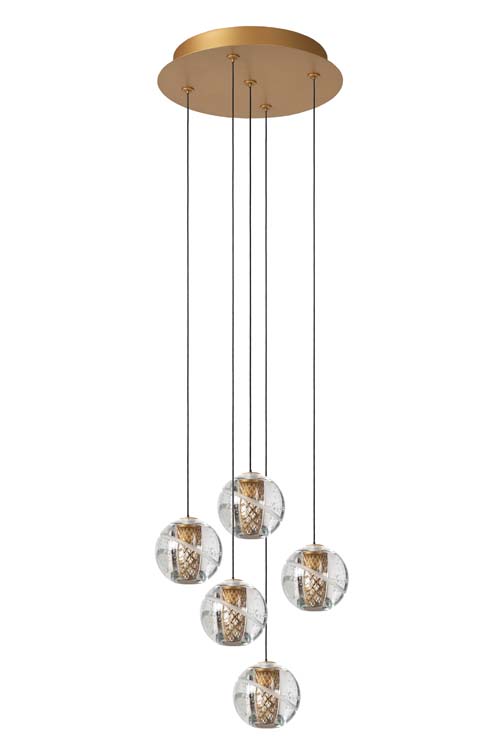 Lucide DILENKO - Suspension - Ø 31 cm - LED Dim. - 5x3,5W 2700K - Or Mat / Laiton