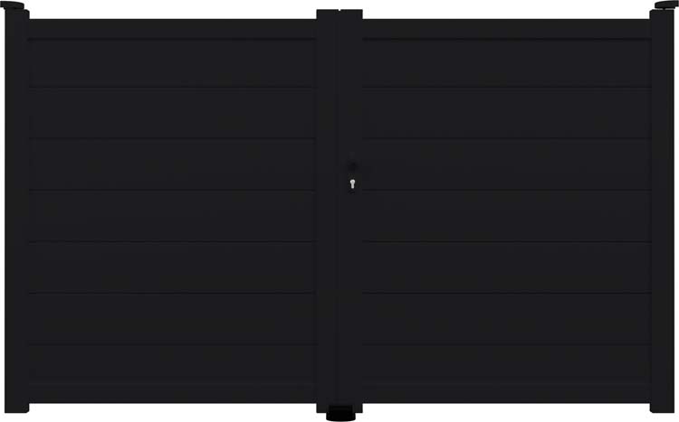Portail battant double Salamanca aluminium noir 350x192cm - fermé, quincaillerie incluse