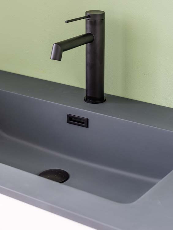 Badmeubel Bison mat wit gelakt 800 mm wastafel cement