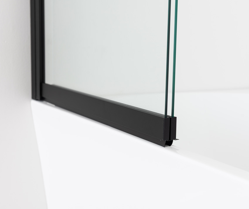 Pare-baignoire Unna verre/noir mat extensible 100x145cm