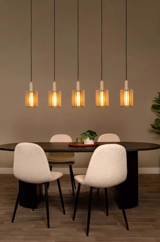 Lucide Lambres - Suspension - 5xE27 - Taupe