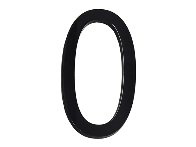 Numéro de maison 0 en PVC noir 6cm avec bande adhésive