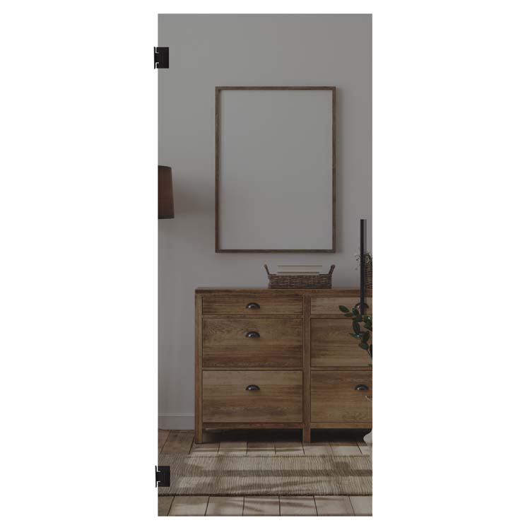 Porte intérieure vitrée complète Skyline Grey 83x201cm poignée carrée noire + charnières