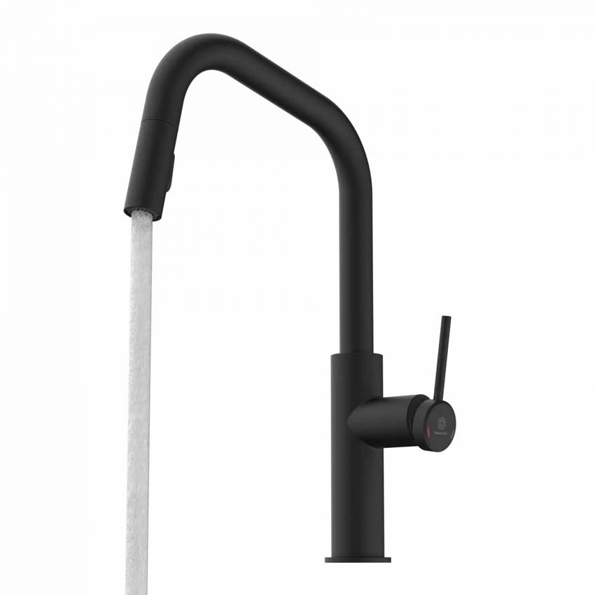 Robinet de cuisine Wasserwerk WK 13 Edge noir mat avec bec extractible