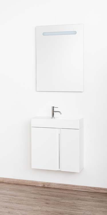 Toiletmeubel Ayko glanzend wit wastafel mat wit 60x60x22cm