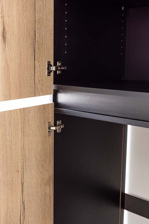 Armoire de cuisine Plenti armoire colonne réfrigérateur noir/aspect bois 60x208cm