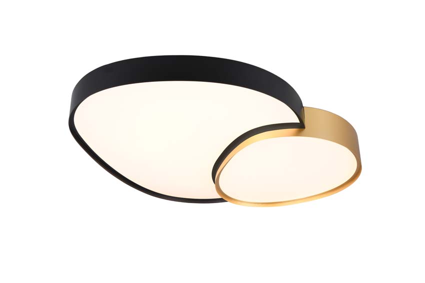 Plafonnier - noir/or - 77x63,5cm - dimmable - LED - 1x45W - 2700-6500K - télécommande