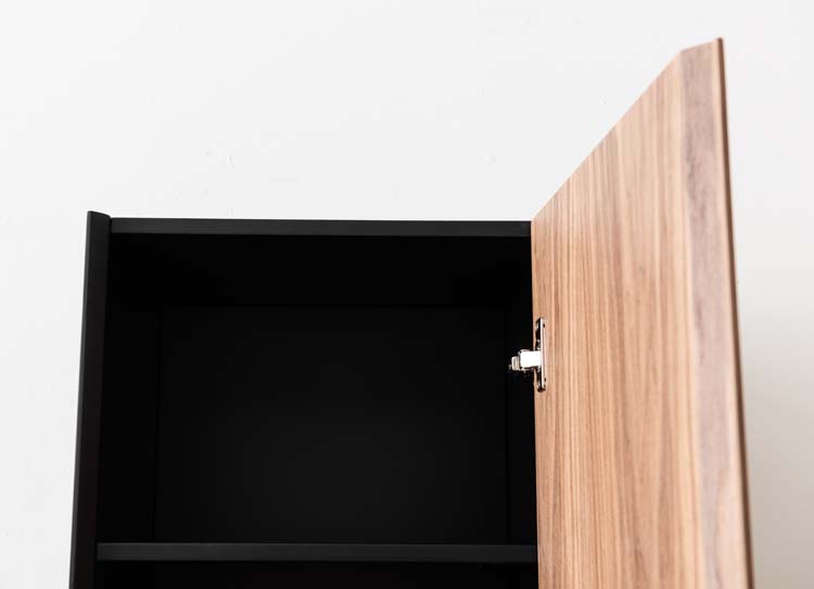 Kolomkast Willow mat zwart/walnoot hangend 170x40x35cm