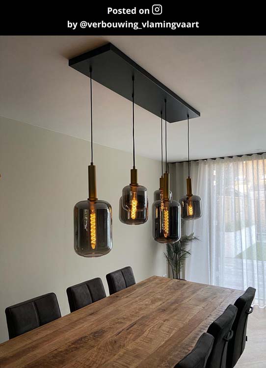 Lucide JOANET - Hanglamp - 6xE27 - Fumé