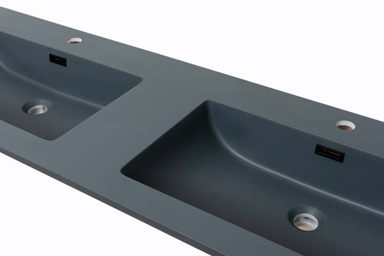Wastafel Mick grijs dubbel quartz 1400 mm 