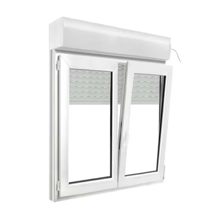 2-VAN oscillo-Lattant pvc blanc avec volet roulant L1220 x H1886