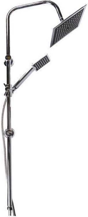 Doucheset XL 22x22 cm L100 cm vierkant zilver