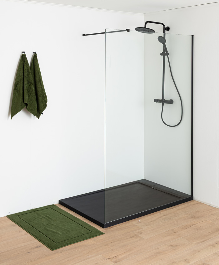 Douchebak Akon polybeton mat zwart 140x90cm