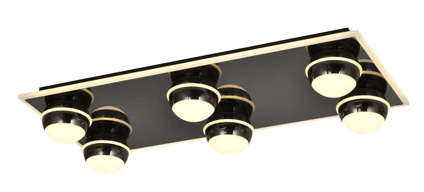 Plafonnier - noir/chrome - 74x32cm - dimmable - LED - 1x64W - 3000K