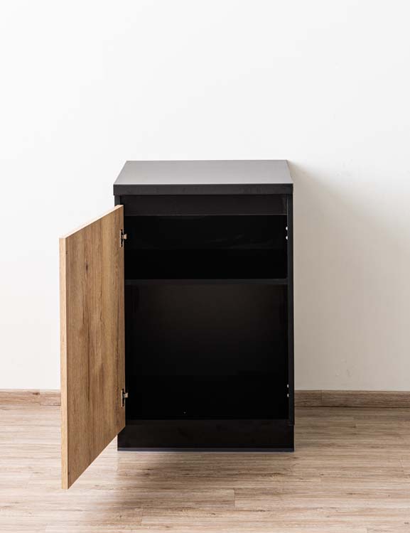 Armoire de cuisine Plenti meuble bas, noir/aspect bois, 60x78cm