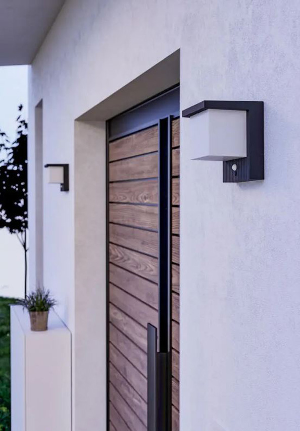 Applique murale - noir - 14x12x15cm - LED - 1x7W - 3000K - Solaire avec détecteur de mouvement
