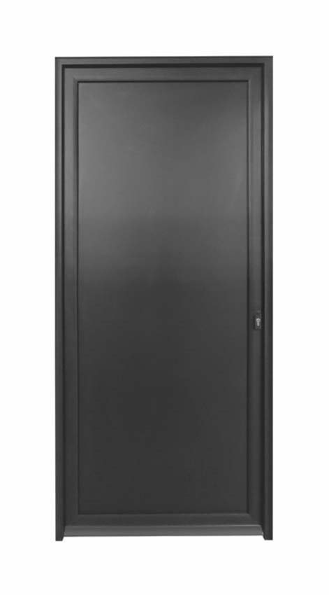Porte extérieure Tavira en aluminium panneau plat noir 960x2180mm poussant à gauche