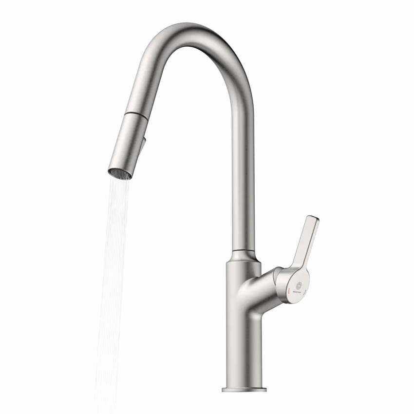 Robinet de cuisine Wasserwerk WK 12 aspect inox avec bec extractible