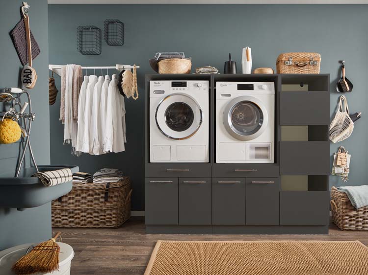 Wasmachine kasten Decowash - set 12 - antraciet - 67,5x185x162cm