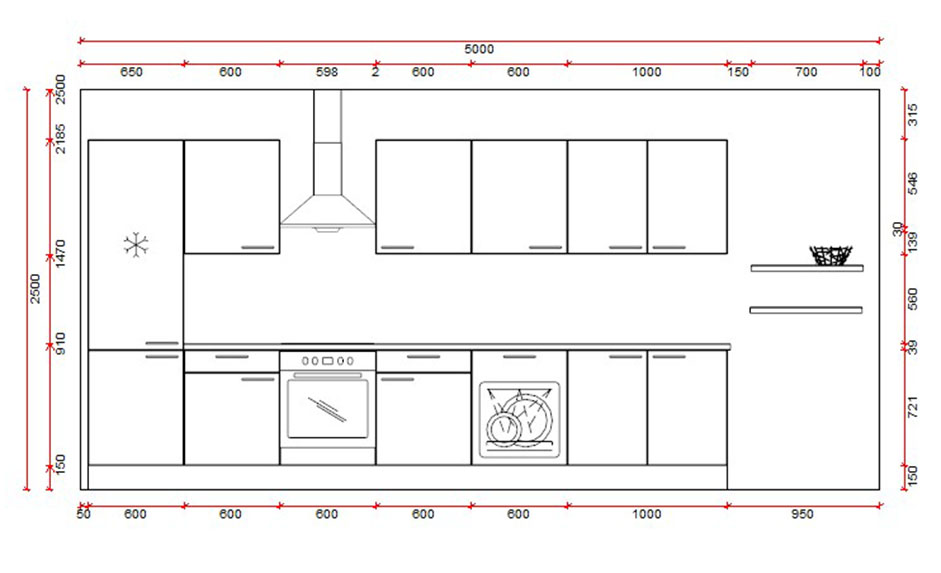 Keuken Premium 8 houtlook 400cm - voorgemonteerd - met toestellen