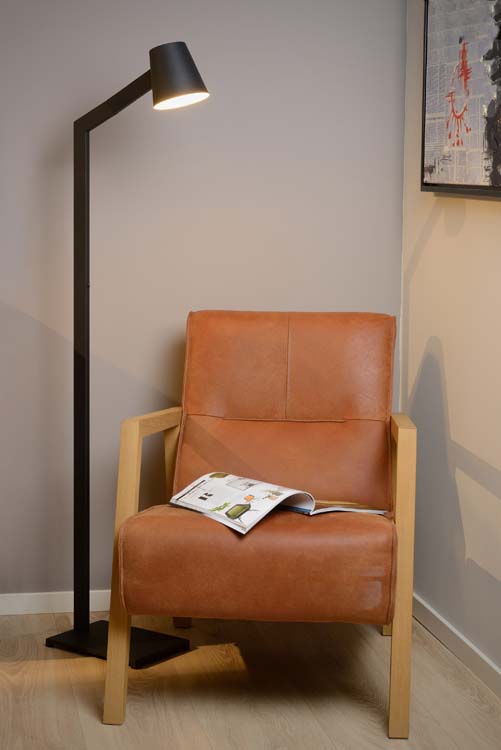 Lucide MIZUKO - Lampadaire / lampe de lecture - Ø 13 cm - E14 - Noir