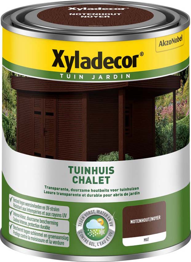 Houtbeits tuinhuis Xyladecor notenhout 750ML