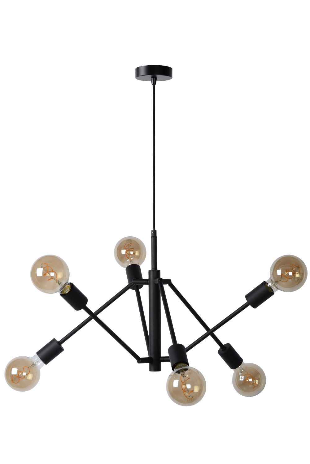 Suspension - noir - 76x76x177cm - dimmable - 6xE27 - 40W