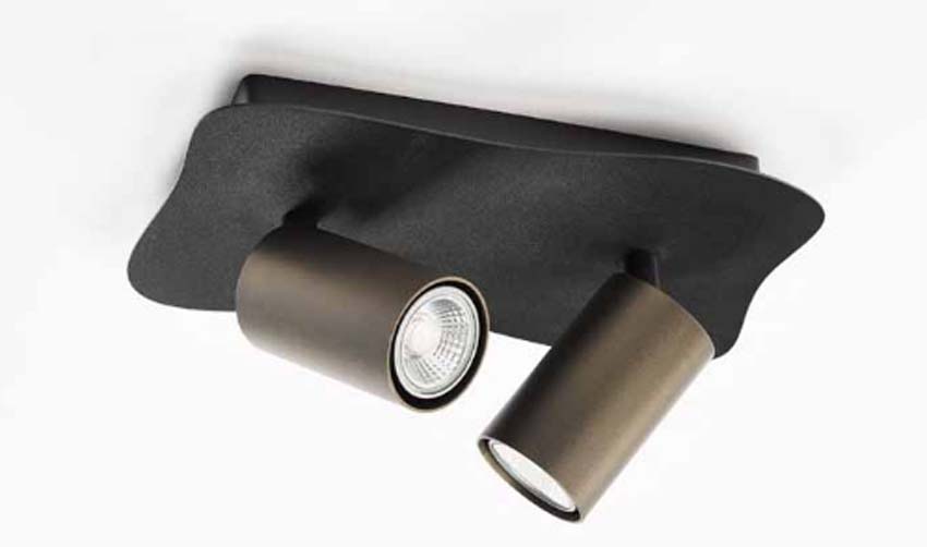 Plafonnier - Noir/bronze - 30x15cm - Dimmable - GU10 - 2x5W