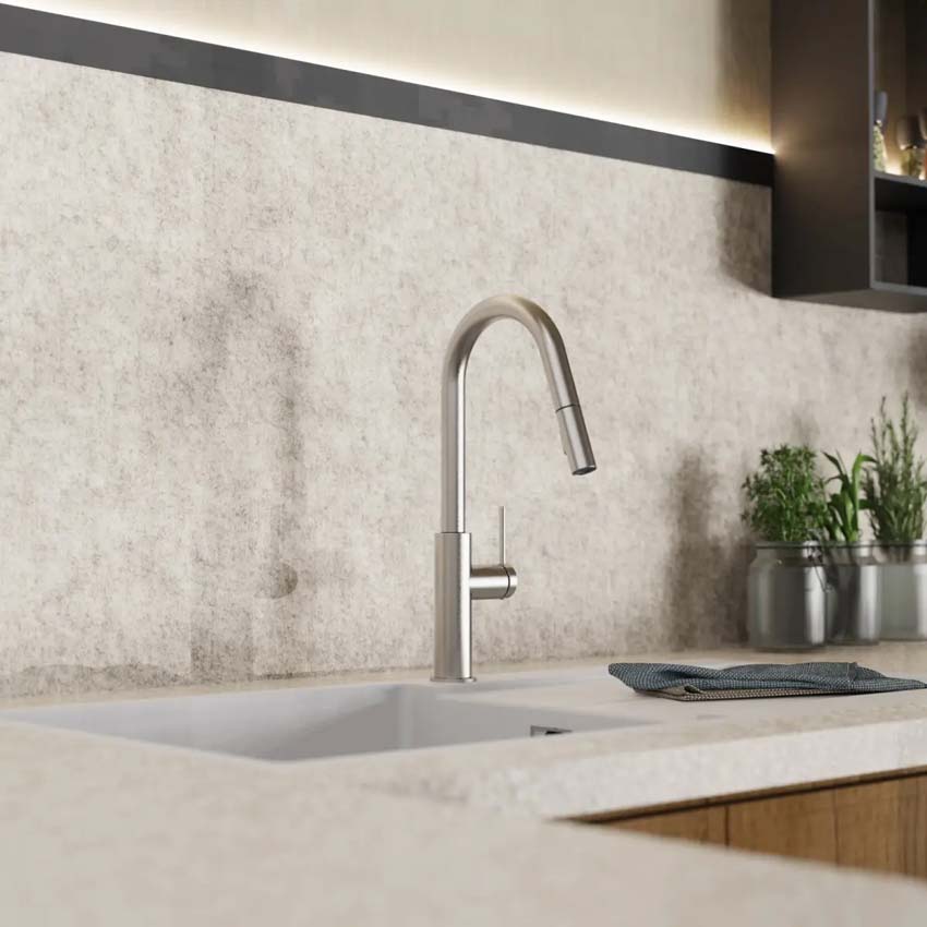 Robinet de cuisine Wasserwerk WK 13 Curve aspect inox avec bec extractible