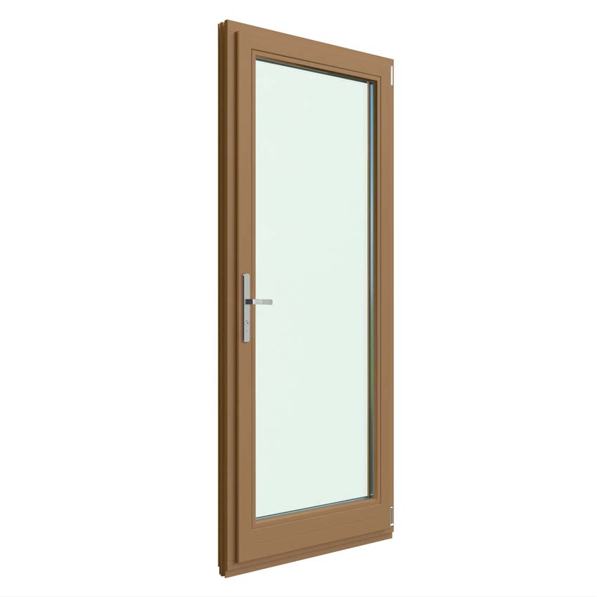 Fenêtre terasse Meranti Vardelux 1 vantail 68mm naturel 900x2150mm