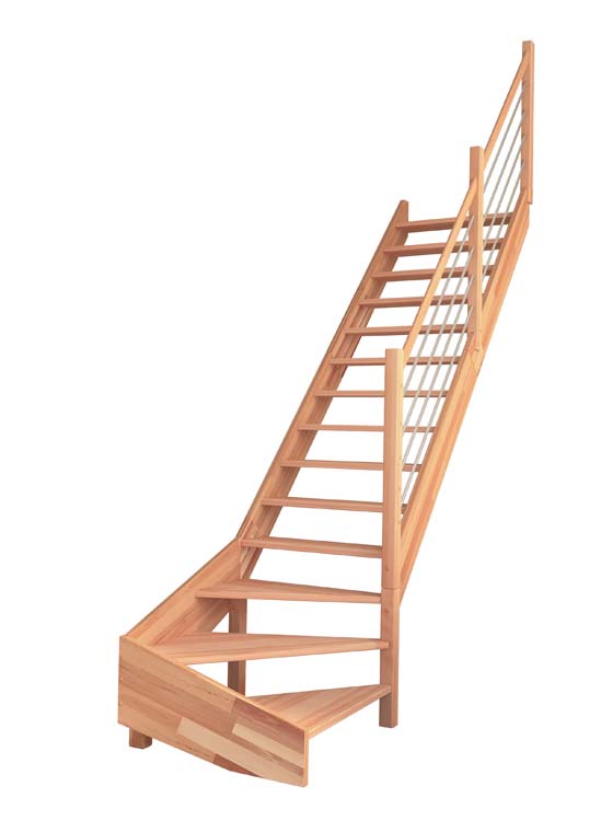 Escalier hêtre Wolfsburg avec quart tournant bas droite