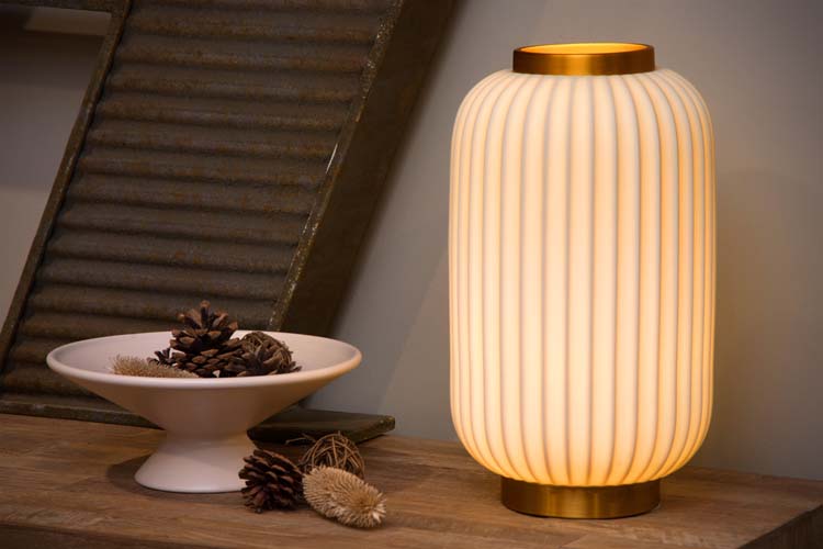 Lampe de table - Ø 19,7 cm - 1xE14 - Blanc