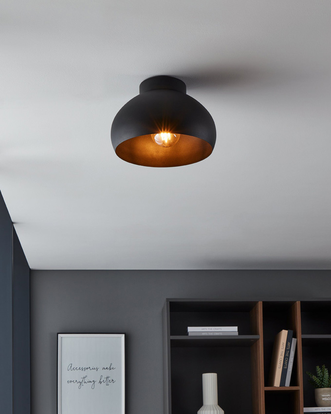 Plafonnier - noir - Ø28cm - dimmable - E27 - 1x40W