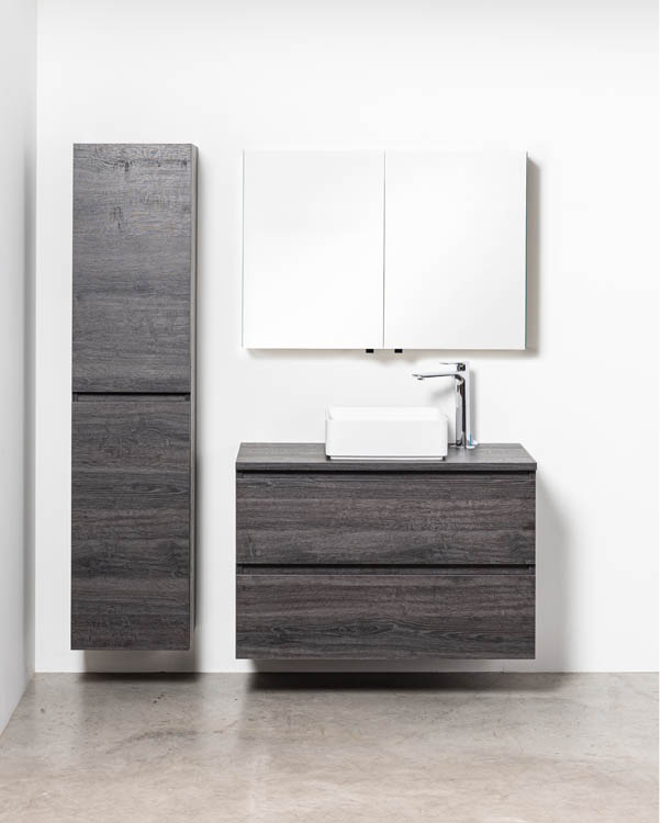 Badkamermeubel Dotan donkere eik 1200 mm opbouwtablet melamine