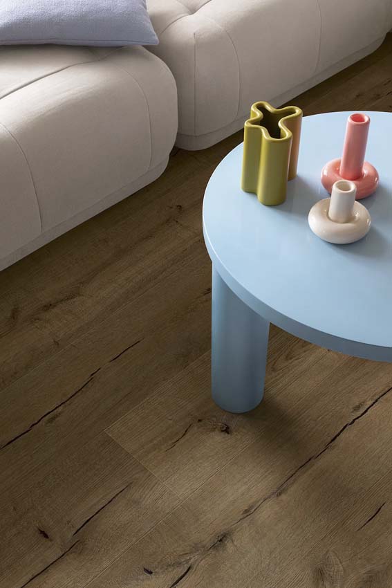 Vinyl vloer Floorify Café René plank 4,5mm bruin eik 152,4x22,5cm