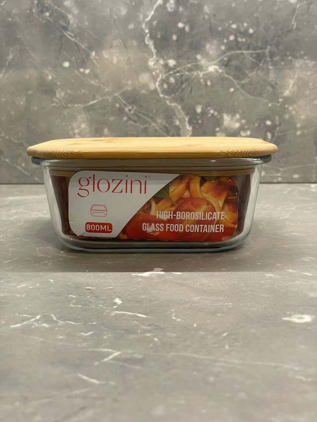 Boîte de stock en verre/bambou transparent 80cl