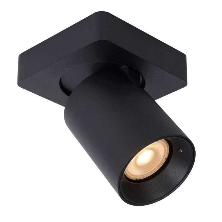Lucide NIGEL - Spot plafond - GU10 - 1x5W 2200K/3000K - Noir