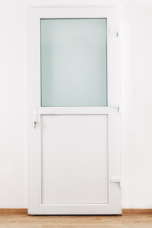 Porte extérieure pvc blanche/blanche demi-vitrée 3D lux D SUR MESURE