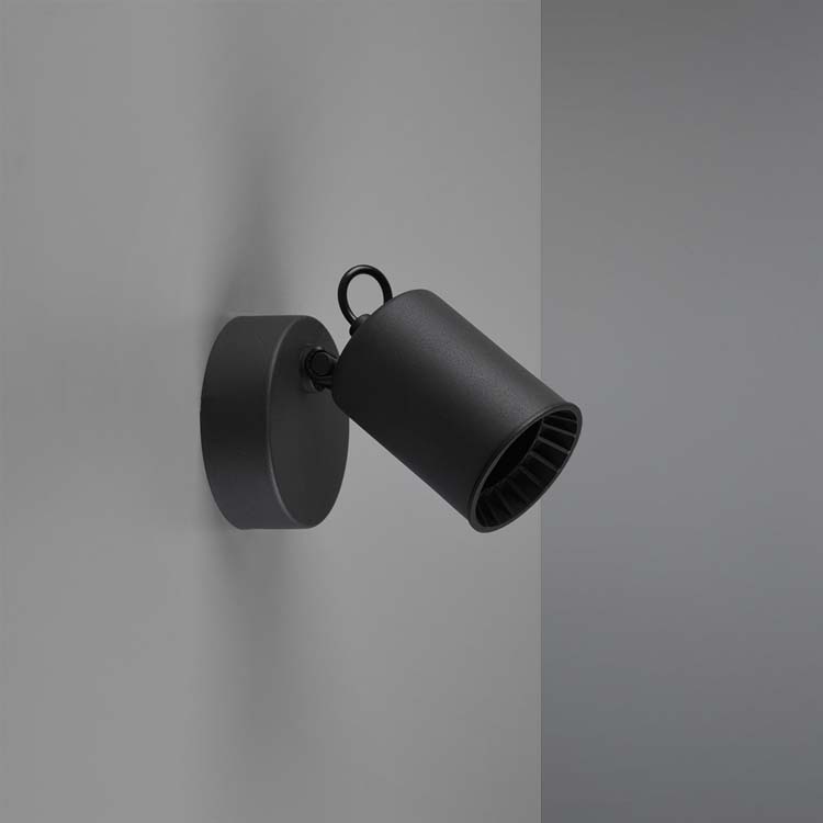 Spot en applique noir - convient pour 1xGU10 - H15cm