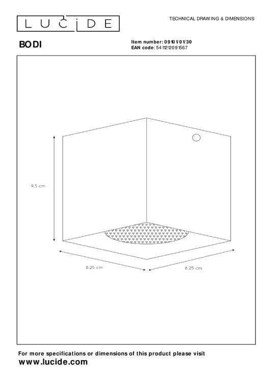 Plafonnier - noir - 8,2x8,2x9,5cm - dimmable - GU10 - 35W