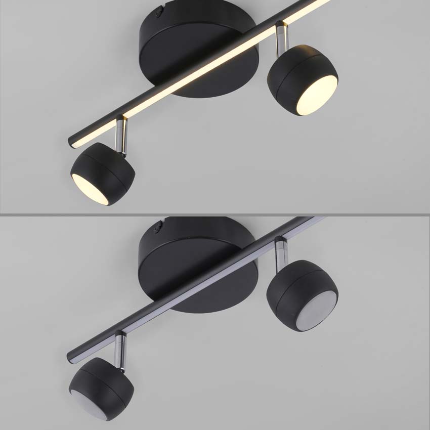 Spot plafond - noir - 13x40,3cm - dimmable - 2x5,3W - 3000K
