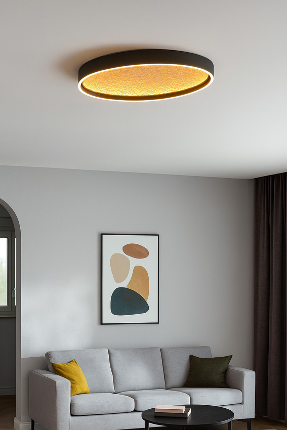 Plafonnier - noir/doré - 60x35cm - dimmable - LED - 1x40W - 3000K