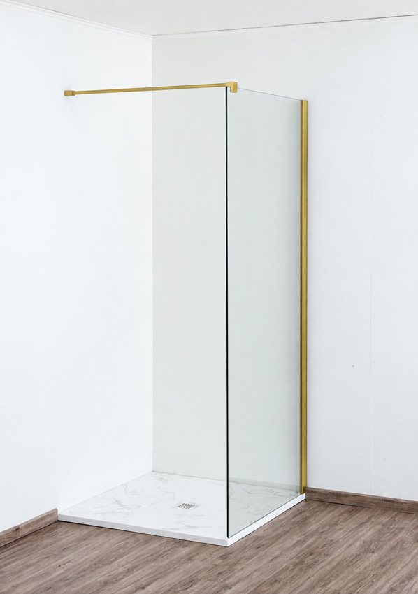 Paroi de douche à l'italienne Anais verre clair avec kit de profilés doré 157x200cm