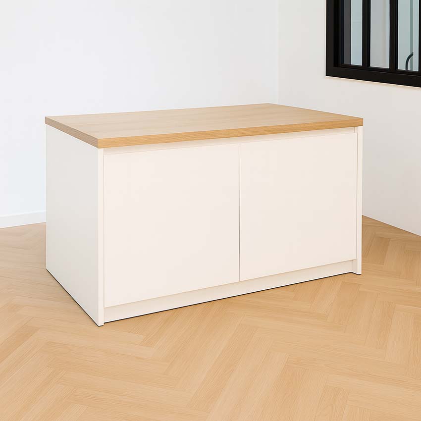 Keukeneiland Plenti wit/hout 124,5cm